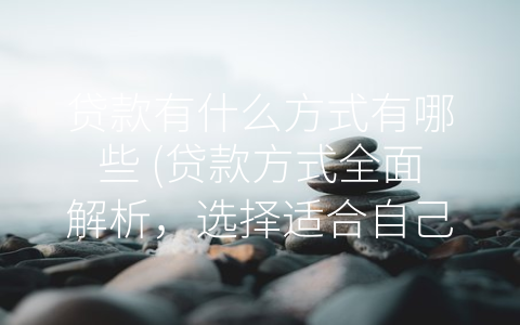 贷款有什么方式有哪些 (贷款方式全面解析，选择适合自己的贷款方式需要谨慎)
