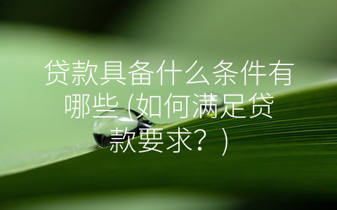贷款具备什么条件有哪些 (如何满足贷款要求？)