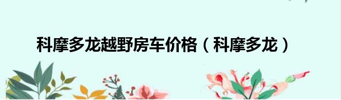 科摩多龙越野房车价格 科摩多龙
