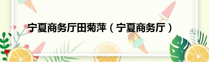 宁夏商务厅田菊萍 宁夏商务厅