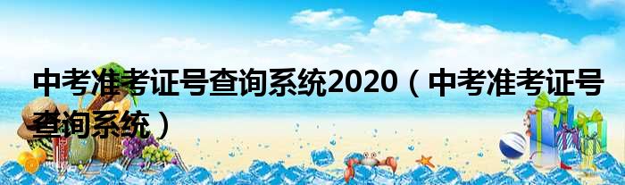 中考准考证号查询系统2020 中考准考证号查询系统