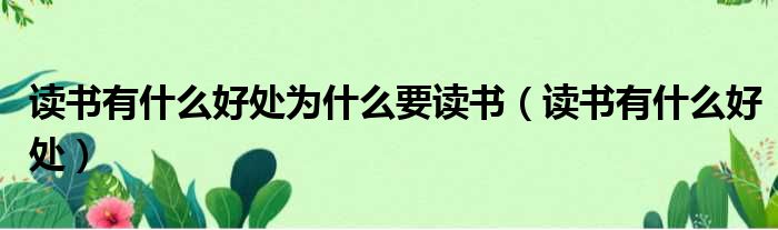 读书有什么好处为什么要读书 读书有什么好处