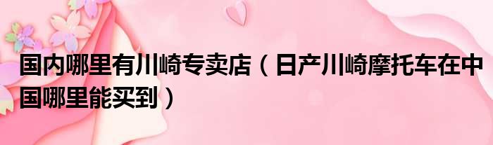 国内哪里有川崎专卖店 日产川崎摩托车在中国哪里能买到