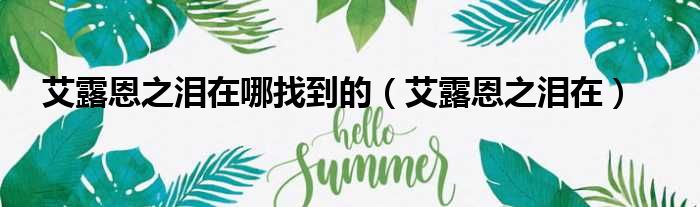 艾露恩之泪在哪找到的 艾露恩之泪在