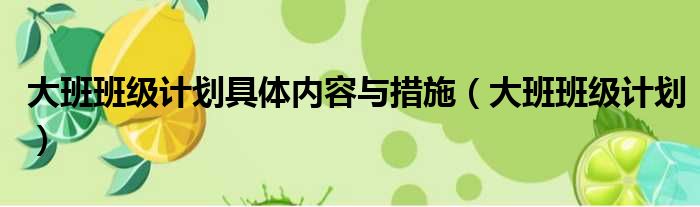 大班班级计划具体内容与措施 大班班级计划