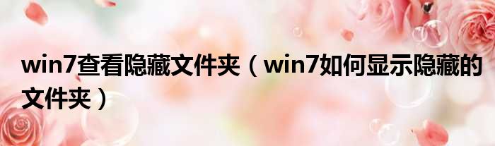 win7查看隐藏文件夹 win7如何显示隐藏的文件夹