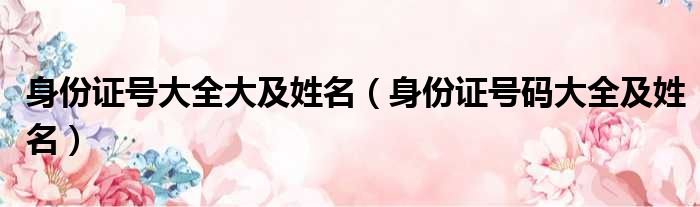 身份证号大全大及姓名 身份证号码大全及姓名