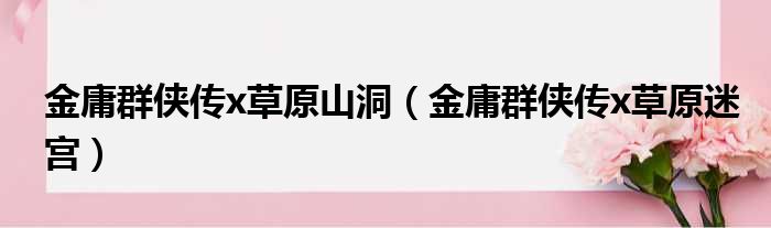 金庸群侠传x草原山洞 金庸群侠传x草原迷宫