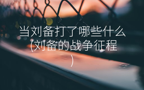 当刘备打了哪些什么 (刘备的战争征程)