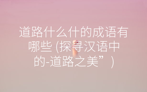 道路什么什的成语有哪些 (探寻汉语中的-道路之美”)