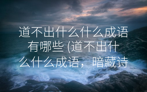 道不出什么什么成语有哪些 (道不出什么什么成语，暗藏诗意与哲思)