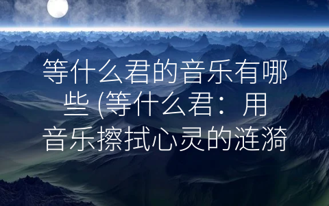 等什么君的音乐有哪些 (等什么君：用音乐擦拭心灵的涟漪)