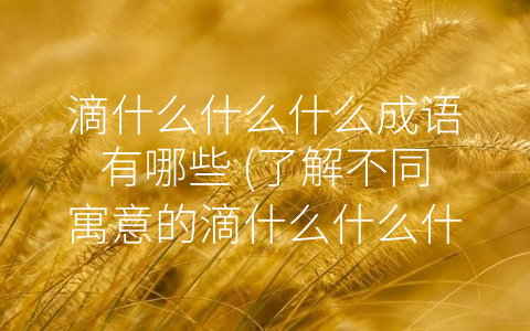 滴什么什么什么成语有哪些 (了解不同寓意的滴什么什么什么成语)