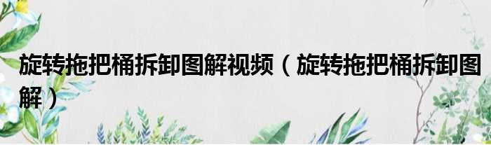 旋转拖把桶拆卸图解视频 旋转拖把桶拆卸图解