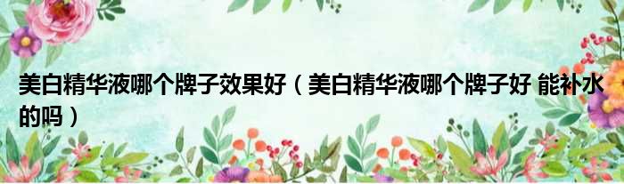 美白精华液哪个牌子效果好 美白精华液哪个牌子好 能补水的吗