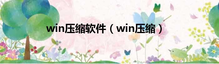 win压缩软件 win压缩