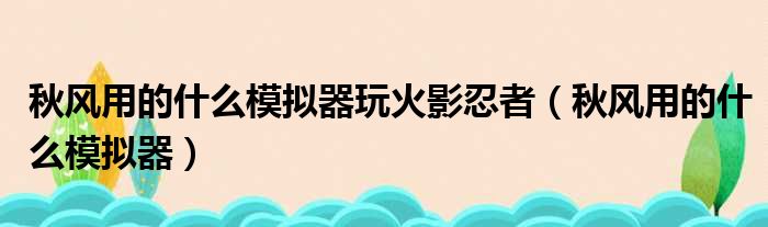 秋风用的什么模拟器玩火影忍者 秋风用的什么模拟器