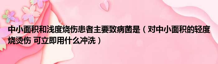 中小面积和浅度烧伤患者主要致病菌是 对中小面积的轻度烧烫伤 可立即用什么冲洗