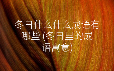 冬日什么什么成语有哪些 (冬日里的成语寓意)