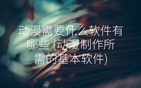 动漫需要什么软件有哪些 (动漫制作所需的基本软件)