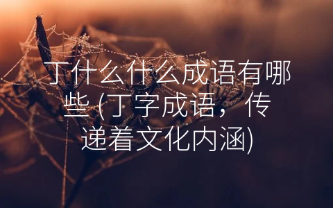 丁什么什么成语有哪些 (丁字成语，传递着文化内涵)