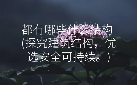 都有哪些什么结构 (探究建筑结构，优选安全可持续。)