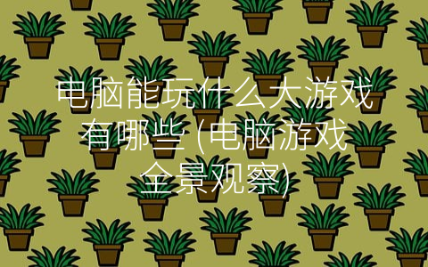 电脑能玩什么大游戏有哪些 (电脑游戏全景观察)