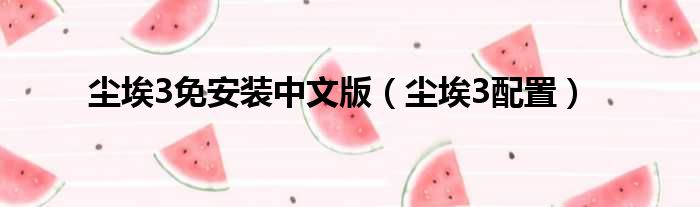 尘埃3免安装中文版 尘埃3配置