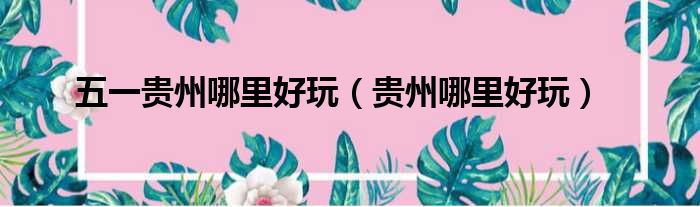 五一贵州哪里好玩 贵州哪里好玩