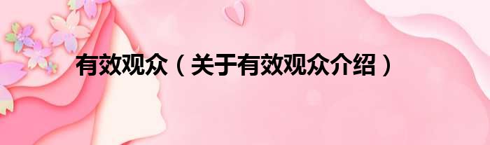 有效观众 关于有效观众介绍