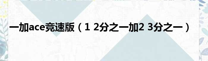 一加ace竞速版 1 2分之一加2 3分之一