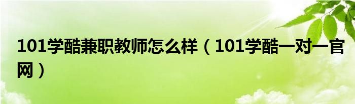 101学酷兼职教师怎么样 101学酷一对一官网