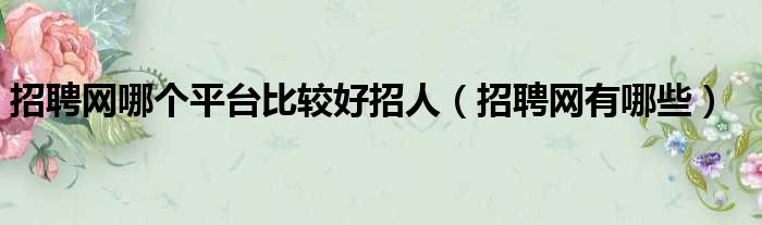 招聘网哪个平台比较好招人 招聘网有哪些