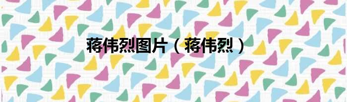 蒋伟烈图片 蒋伟烈