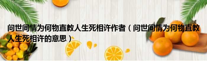 问世间情为何物直教人生死相许作者 问世间情为何物直教人生死相许的意思