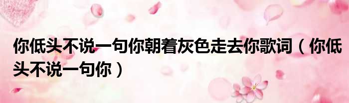 你低头不说一句你朝着灰色走去你歌词 你低头不说一句你