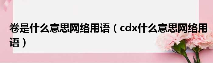 卷是什么意思网络用语 cdx什么意思网络用语