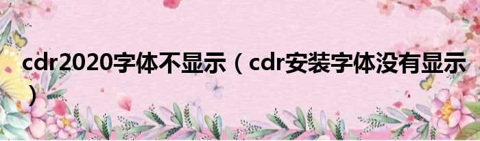 cdr2020字体不显示 cdr安装字体没有显示