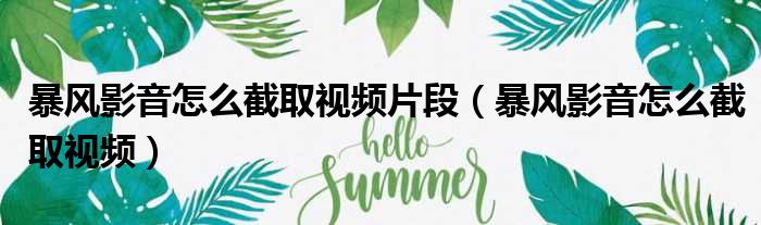 暴风影音怎么截取视频片段 暴风影音怎么截取视频