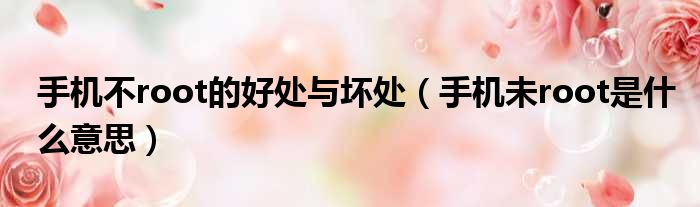 手机不root的好处与坏处 手机未root是什么意思