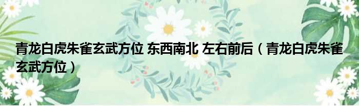 青龙白虎朱雀玄武方位 东西南北 左右前后 青龙白虎朱雀玄武方位