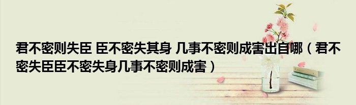 君不密则失臣 臣不密失其身 几事不密则成害出自哪 君不密失臣臣不密失身几事不密则成害