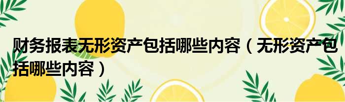 财务报表无形资产包括哪些内容 无形资产包括哪些内容