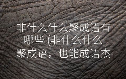 非什么什么聚成语有哪些 (非什么什么聚成语，也能成语杰出表达者)