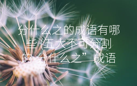 分什么之的成语有哪些 (五大不可分割的-分什么之”成语)