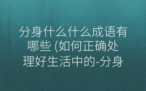 分身什么什么成语有哪些 (如何正确处理好生活中的-分身”问题)