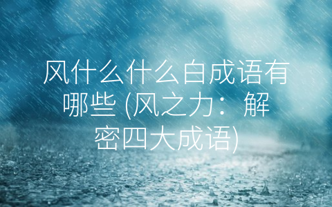 风什么什么白成语有哪些 (风之力：解密四大成语)