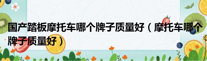 国产踏板摩托车哪个牌子质量好 摩托车哪个牌子质量好
