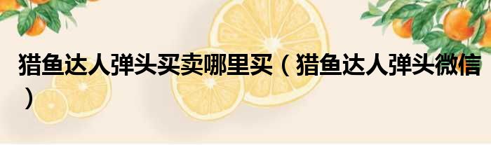 猎鱼达人弹头买卖哪里买 猎鱼达人弹头微信