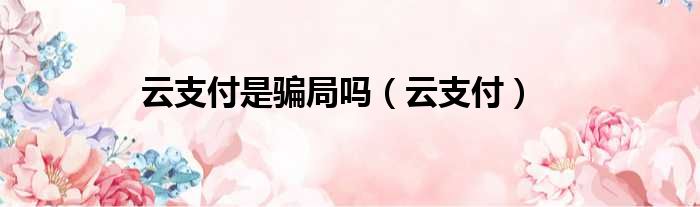 云支付是骗局吗 云支付